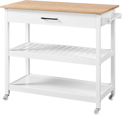 Kitchen Island Cart with 3-Tier Storage and Wheels