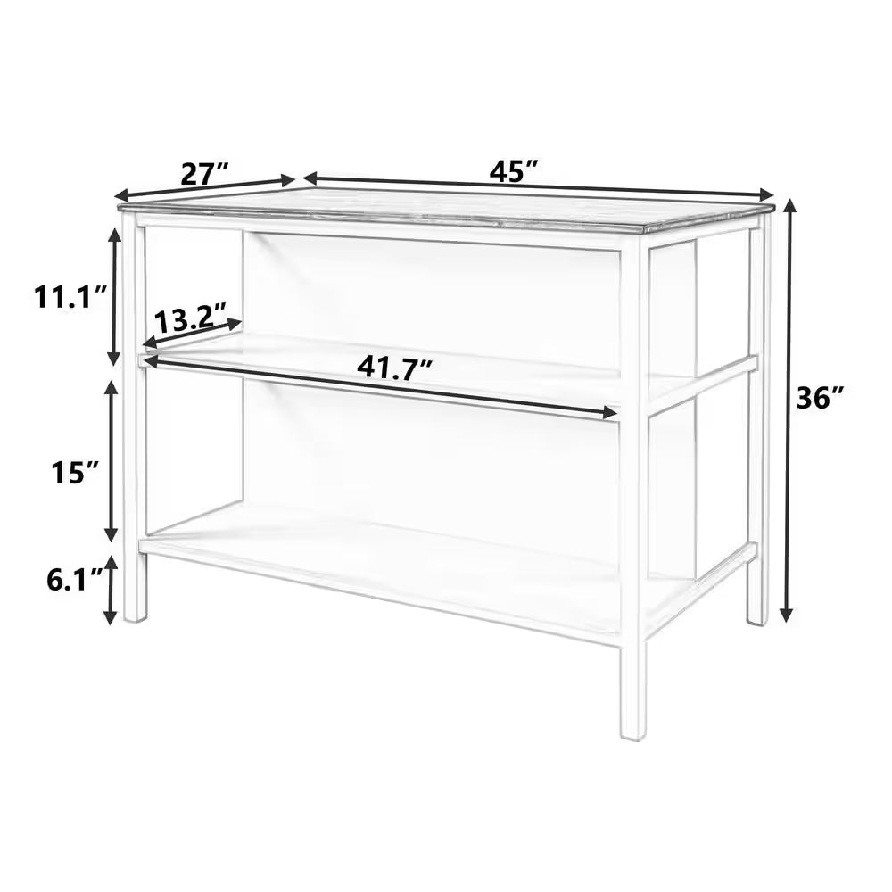   Kitchen Island with Storage Shelves and Butcher Block Top