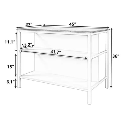   Kitchen Island with Storage Shelves and Butcher Block Top