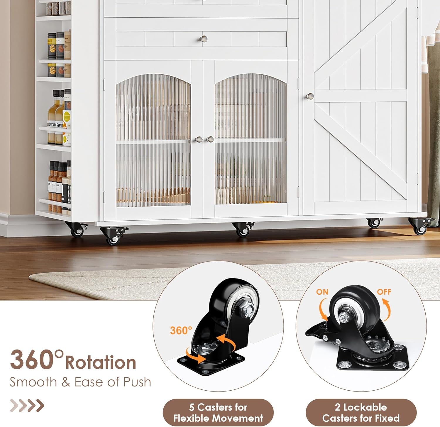 Elevate Your Kitchen Experience with the Stylish and Functional Rolling Kitchen Island - Complete with Storage, Wood Drop Leaf Countertop, and Convenient Wheels