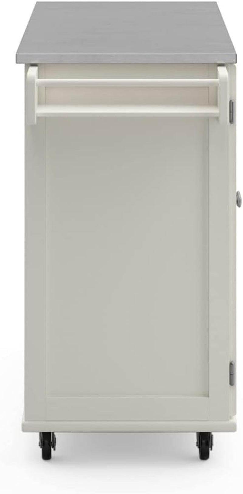 Dolly Madison 54-Inch Rolling Mobile Kitchen Island with Storage and Towel Rack in Off White