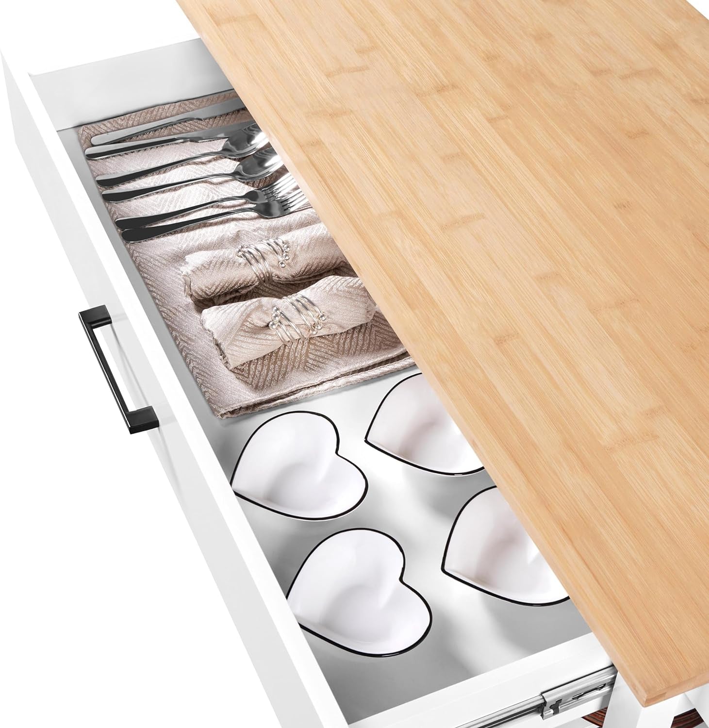 Kitchen Island Cart with 3-Tier Storage and Wheels