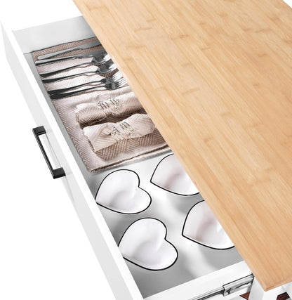 Kitchen Island Cart with 3-Tier Storage and Wheels