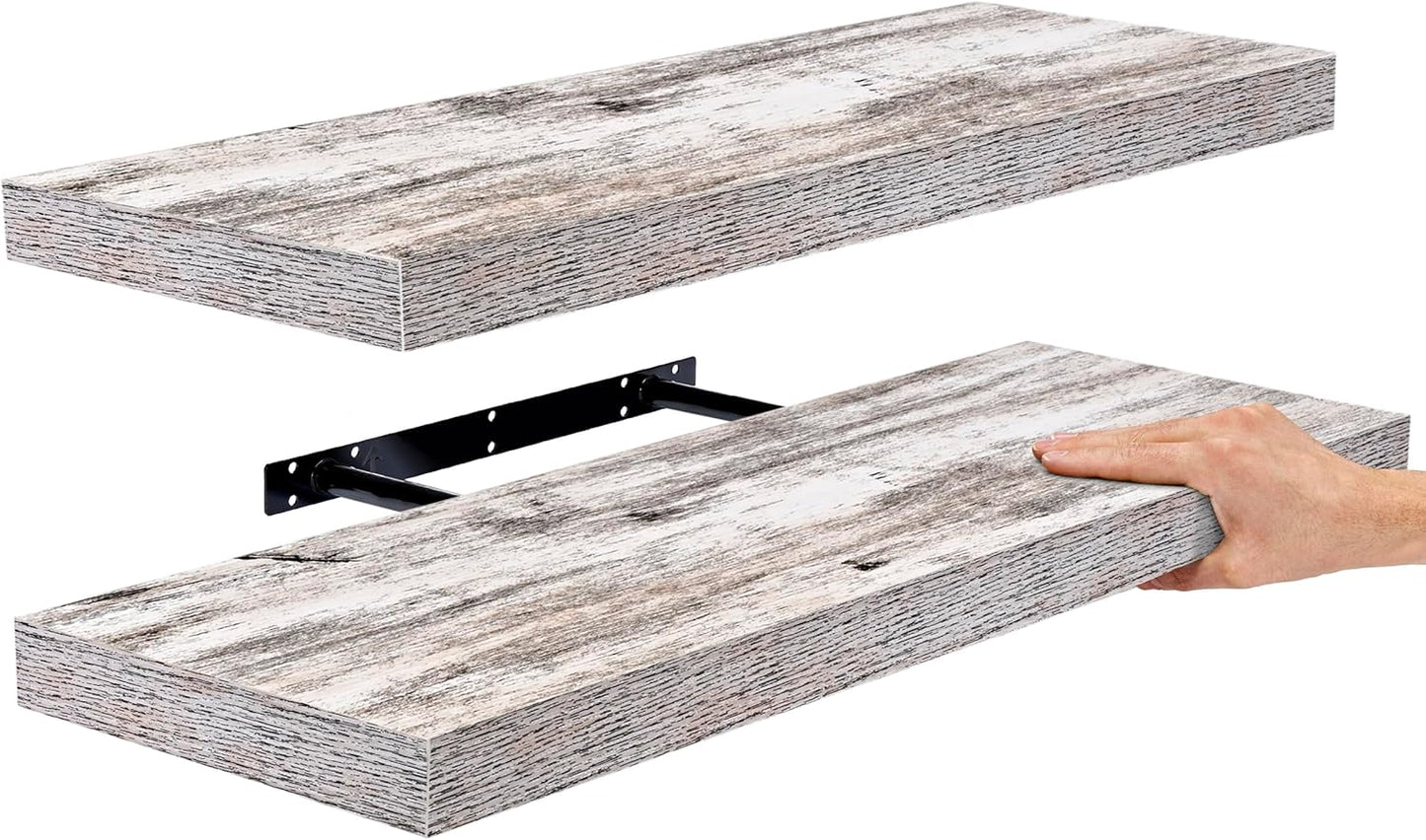 Rustic Floating Shelves for Wall – Set of 3, 16 Inch Wood Shelf for Bathroom, Bedroom, Living Room, Kitchen & Office Decor