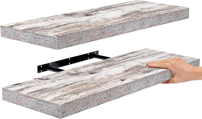 Rustic Floating Shelves for Wall – Set of 3, 16 Inch Wood Shelf for Bathroom, Bedroom, Living Room, Kitchen & Office Decor