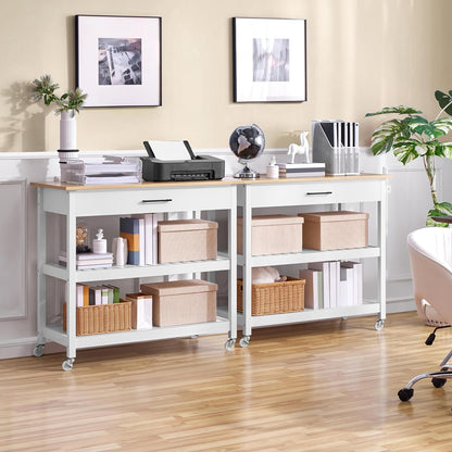 Kitchen Island Cart with 3-Tier Storage and Wheels