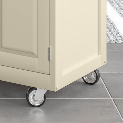 Home Styles Mobile Create-A-Cart Kitchen Cart with Black Granite Top and Four-Door Cabinet in White Finish, Featuring Adjustable Shelving