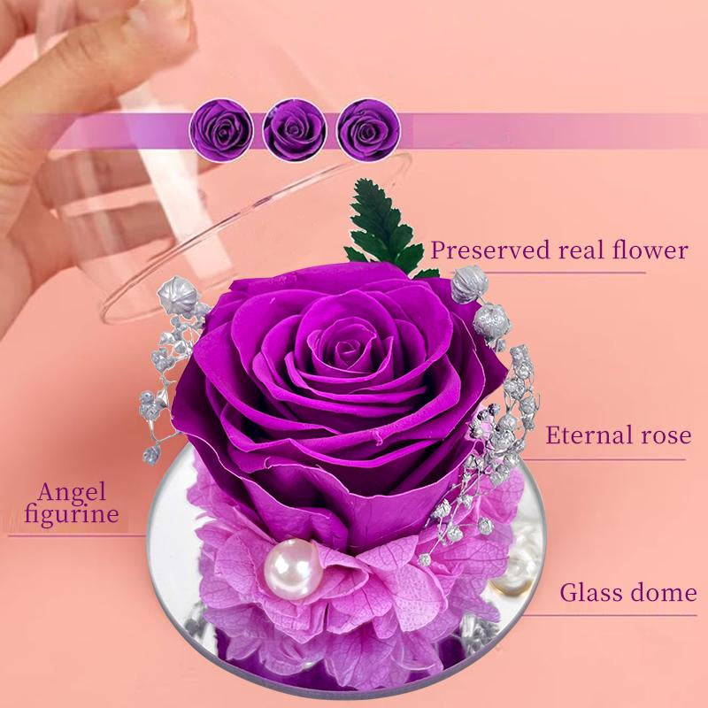 Preserved Rose in Glass Dome - Ideal Gift for Mother's Day, Romantic Occasions, and Home Decor Elegance