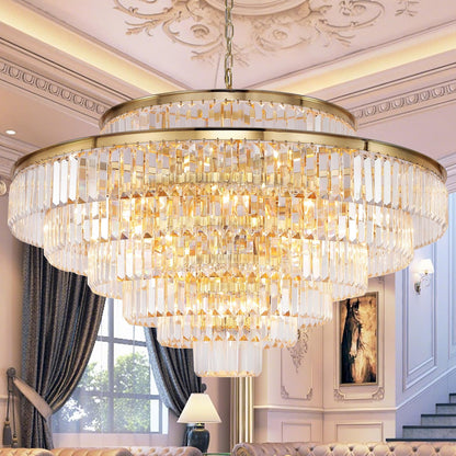 Elegant 7-Tier Crystal Chandelier, 17-Light Nickel Finish