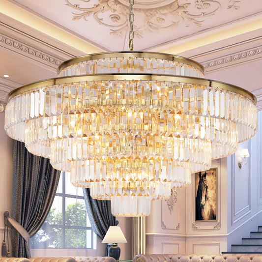Elegant 7-Tier Crystal Chandelier, 17-Light Nickel Finish