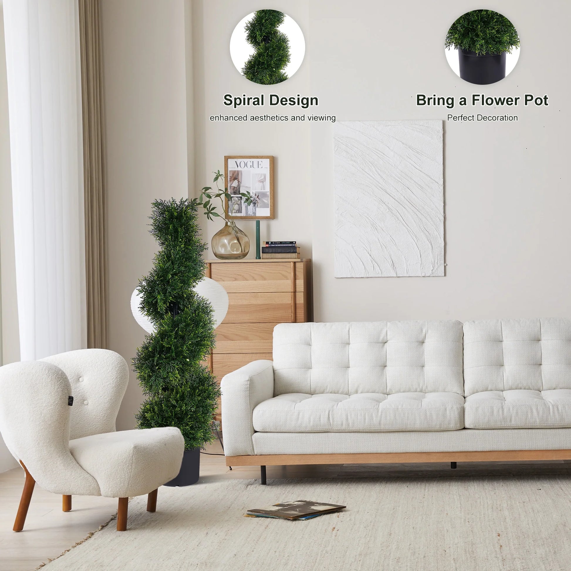 Set of 2 Spiral Topiary Cypress Trees – 3FT Indoor/Outdoor