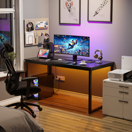 47" Computer Writing Desk Modern Study Office PC Laptop Desk Corner Table Black