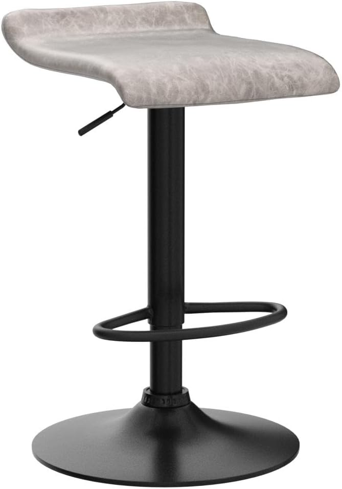 Set of 2 Adjustable Swivel Bar Stools for Kitchen Counter Height, Retro Grey Finish