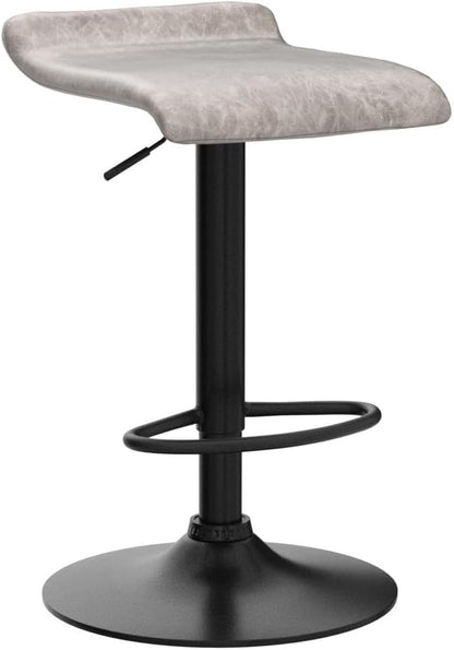 Set of 2 Adjustable Swivel Bar Stools for Kitchen Counter Height, Retro Grey Finish