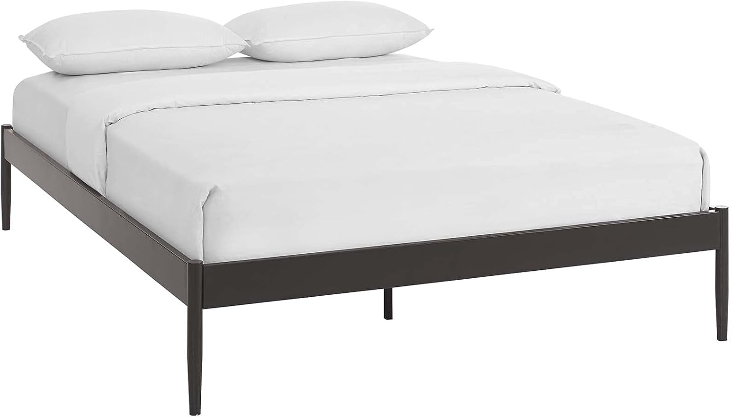 Elsie Contemporary Metal King Platform Bed Frame with Slat Support in White