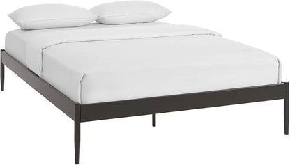 Elsie Contemporary Metal King Platform Bed Frame with Slat Support in White