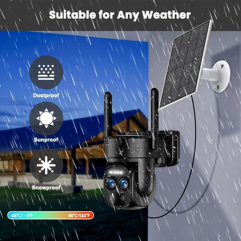 Solar Security Camera Wireless Outdoor, 4K 2.4GHz WiFi PTZ Camera Battery Powered