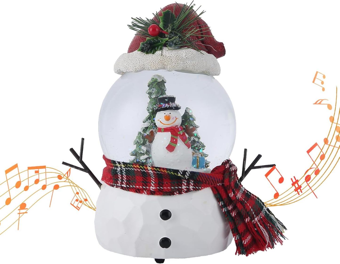 Musical Snow Globe with Glitter Snowman Ornament - Featuring "We Wish You a Merry Christmas
