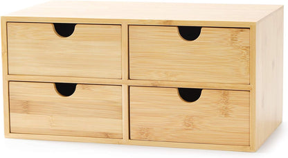 Bamboo Desk Drawer Organizer - Elegant Desktop Storage with 3 Drawers for Office, Home, and Vanity Supplies, No Assembly Needed