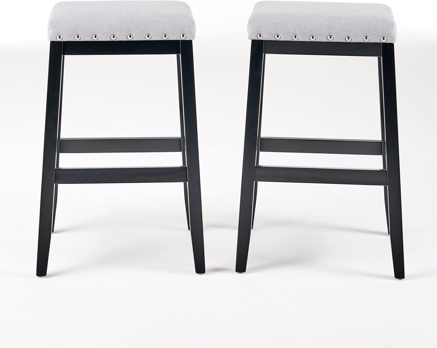 Blair Contemporary Farmhouse Upholstered Fabric Barstools - Set of 2