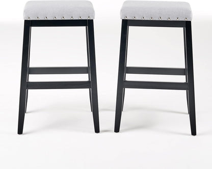Blair Contemporary Farmhouse Upholstered Fabric Barstools - Set of 2