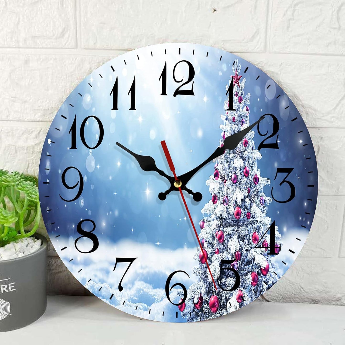 Silent Non-Ticking Christmas Wall Clock, 12-Inch