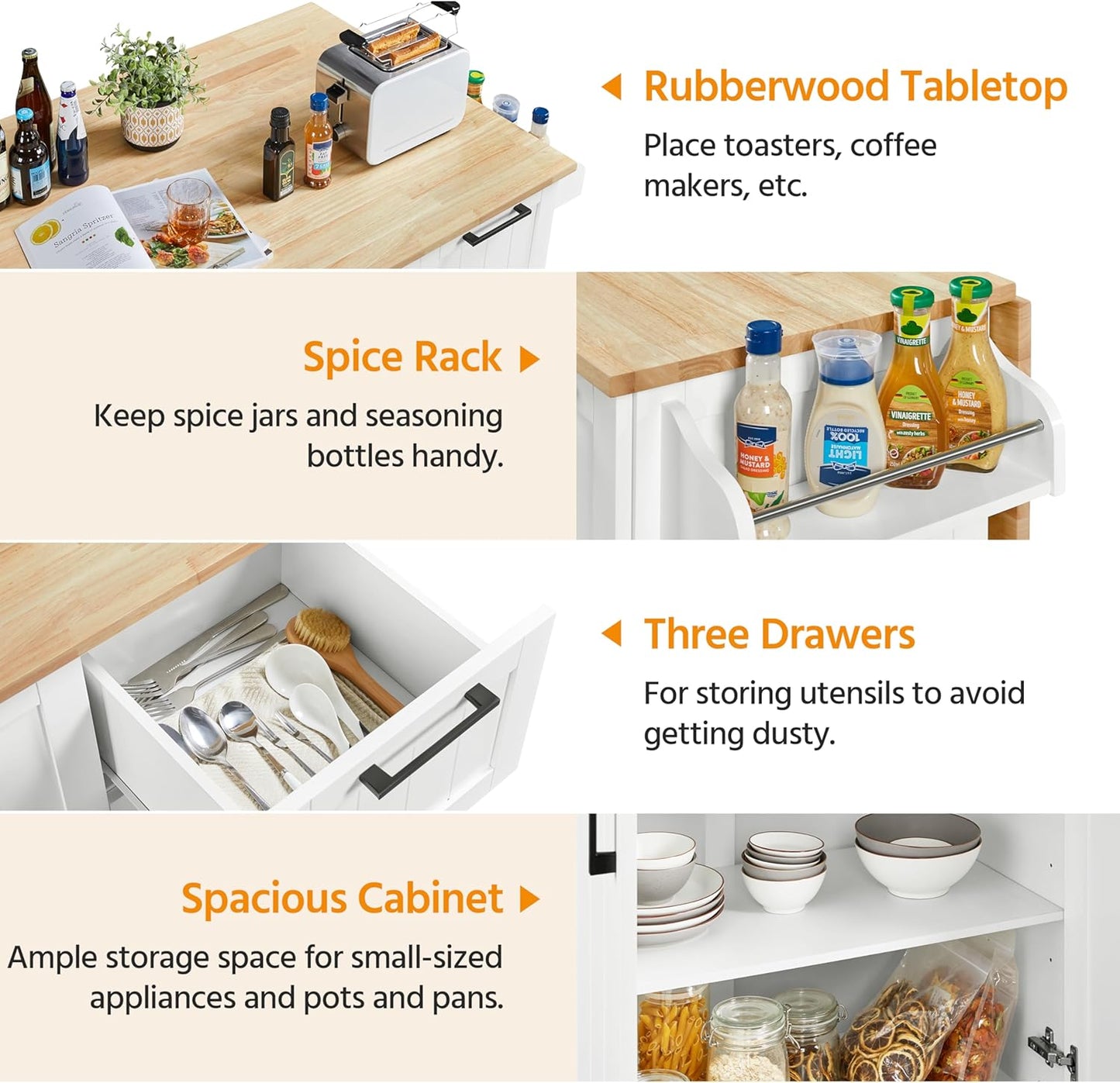   Mobile Kitchen Island with Adjustable Shelves
