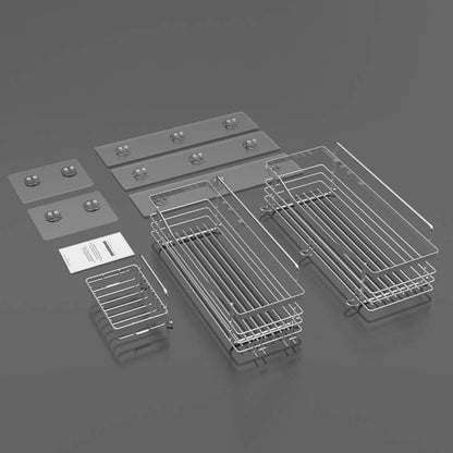 3-Pack Shower Caddy Set – Wall-Mounted Rustproof Stainless Steel Organizer with Soap Dish & 5 Hooks, No Drilling Needed