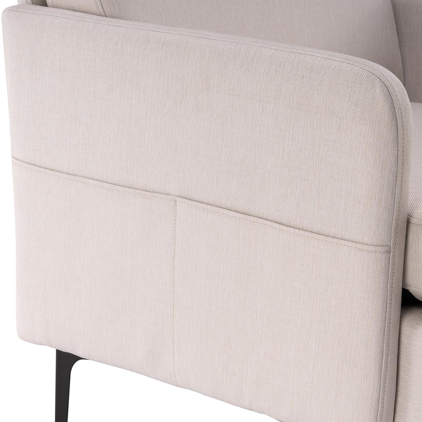Elegant Mid-Century Linen Chair – Comfortable Beige Accent