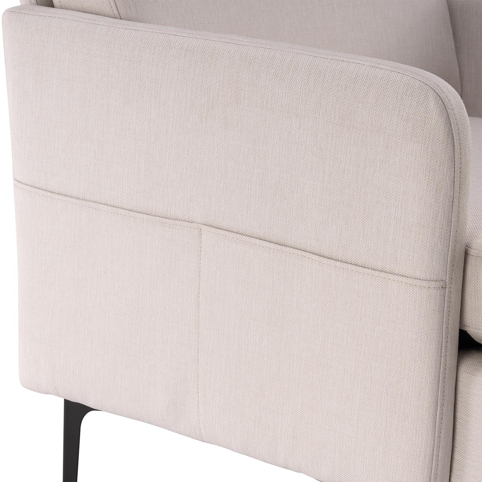 Elegant Mid-Century Linen Chair – Comfortable Beige Accent