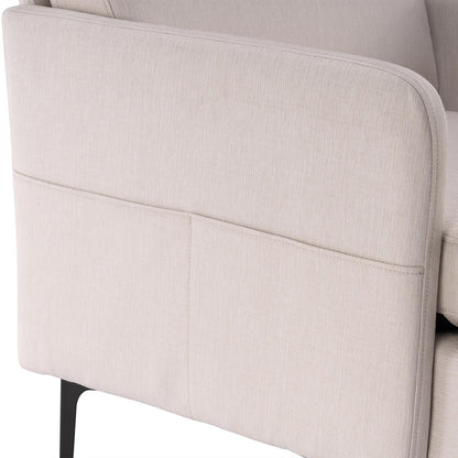 Elegant Mid-Century Linen Chair – Comfortable Beige Accent