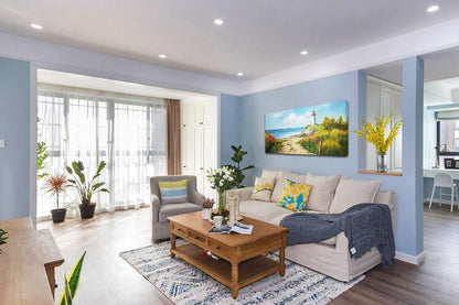 Ocean Coastal Beach Canvas Wall Art Living Room Painting Seascape Lighthouse ...