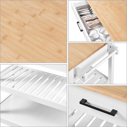 Kitchen Island Cart with 3-Tier Storage and Wheels