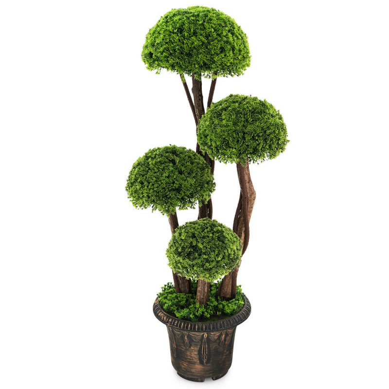 Decorative 3’ Cedar Topiary Tree with Rattan Base