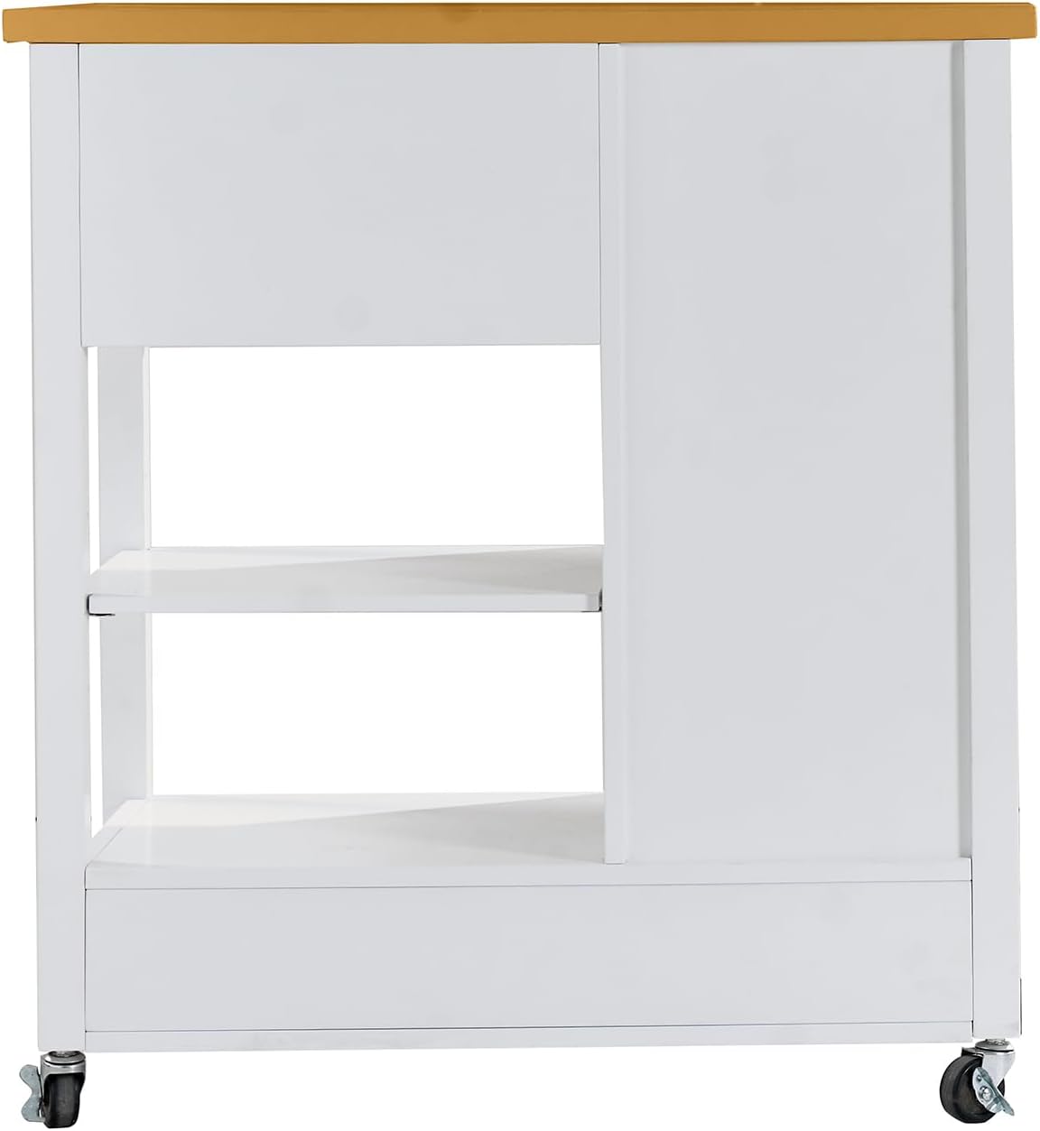 Transform Your Kitchen with the 31" Extendable American White Oak Kitchen Island Cart Featuring Lockable Casters and Ample Storage