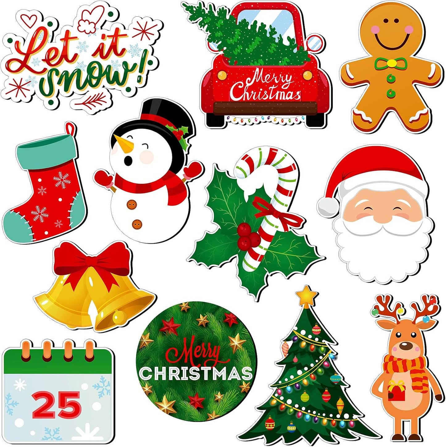 12-Piece Holiday Refrigerator Magnet Set  for Kitchen, Home, Office, and Locker Decor