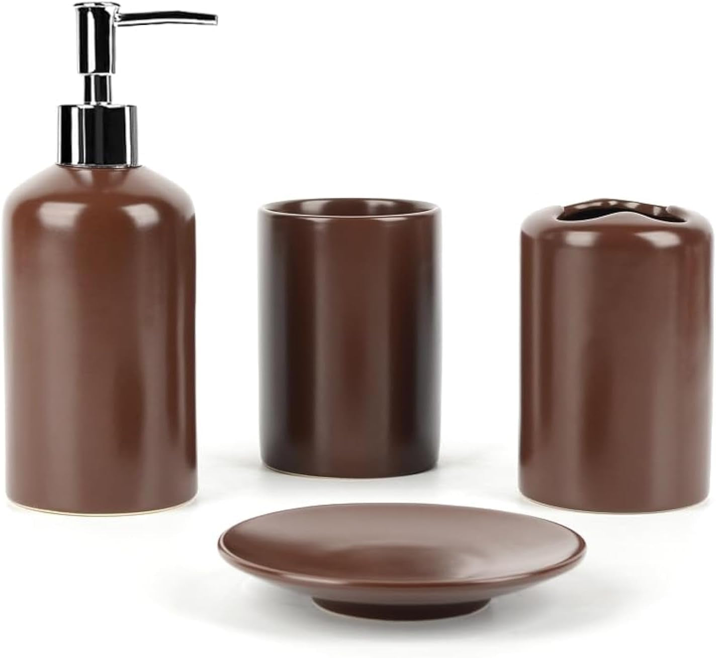 4-Piece Ceramic Bath Set — Purple Zebra Print