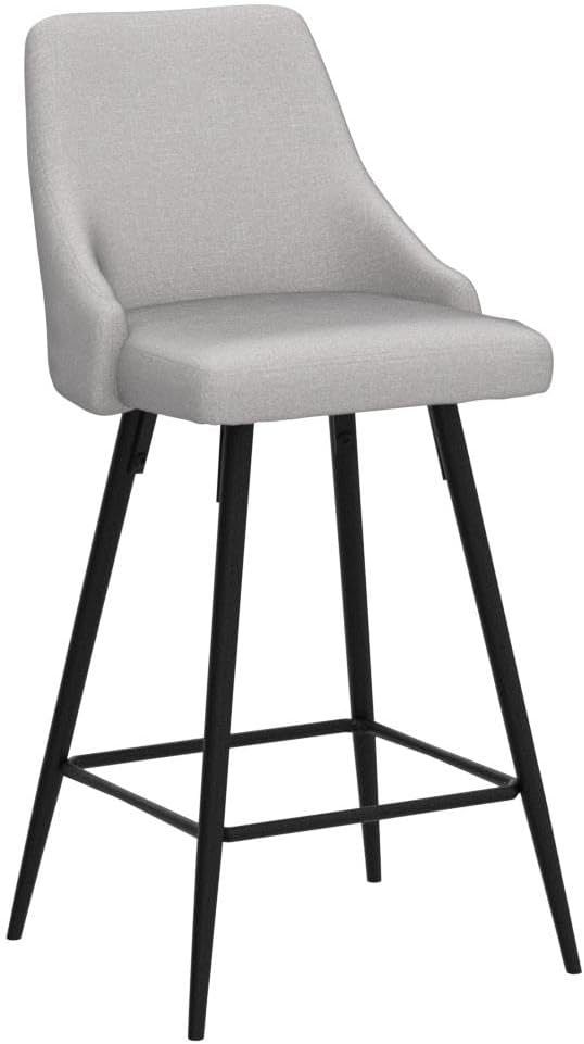 Premium Upholstered High Back Bar Stool Chairs, Set of 2, 25" Seat Height, Gray Polyester
