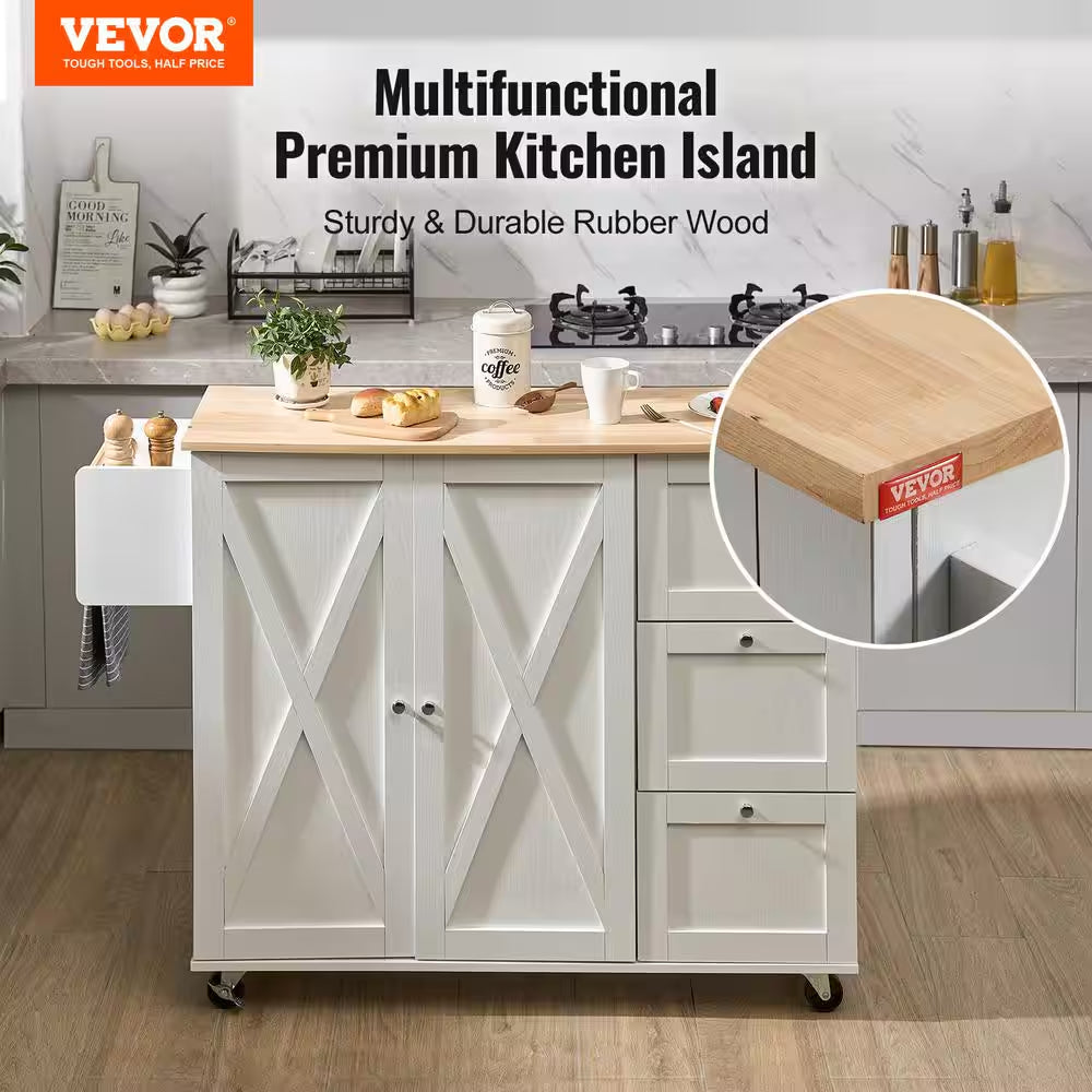 Kitchen Island Cart with Storage and Mobility