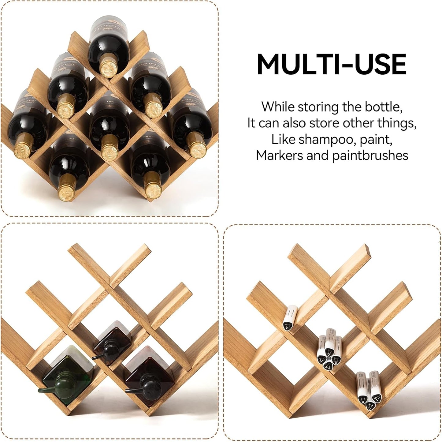 Natural Wood Wine Rack – 8-Bottle Stand & Display Shelf