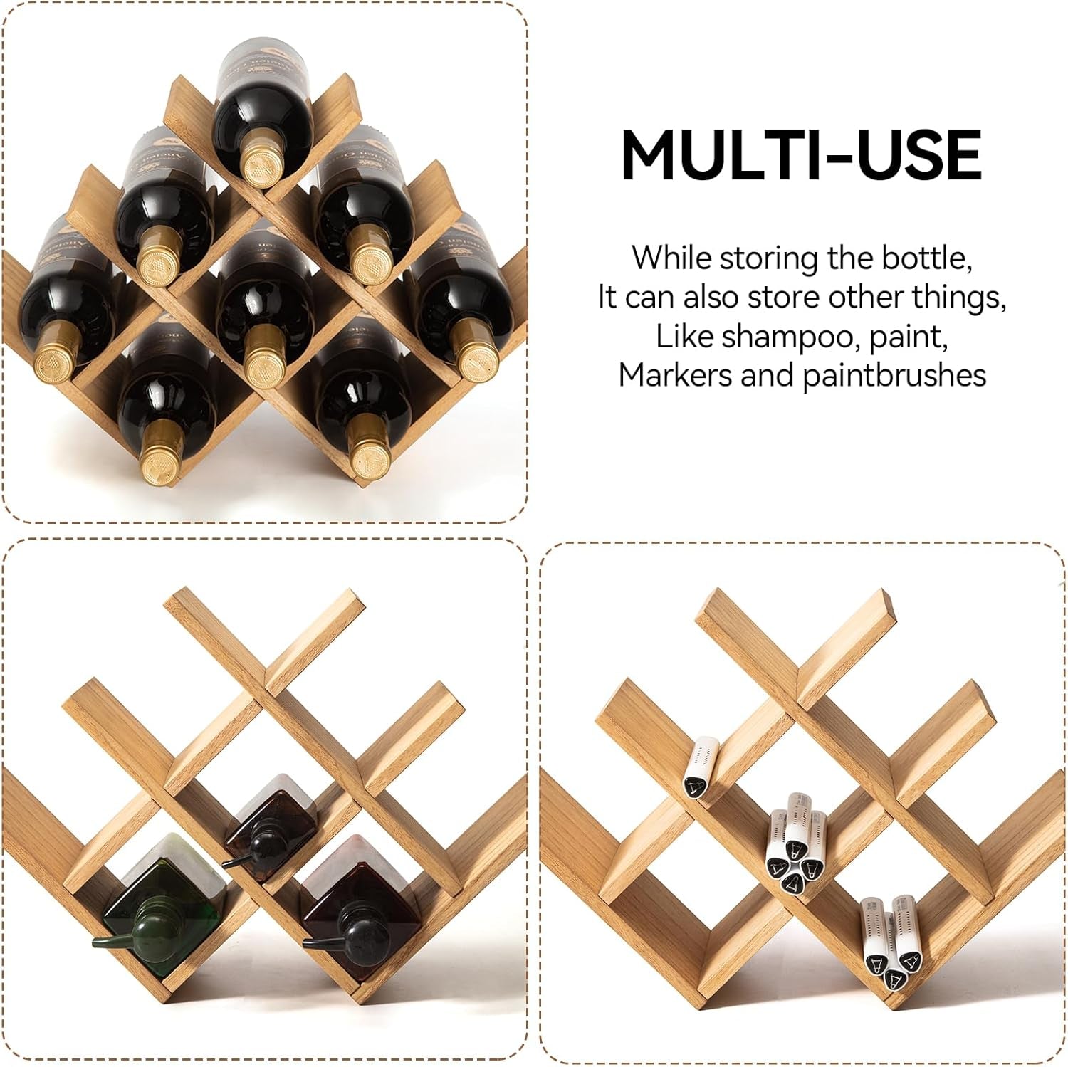 Natural Wood Wine Rack – 8-Bottle Stand & Display Shelf
