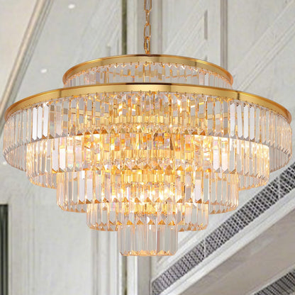 Elegant 7-Tier Crystal Chandelier, 17-Light Nickel Finish