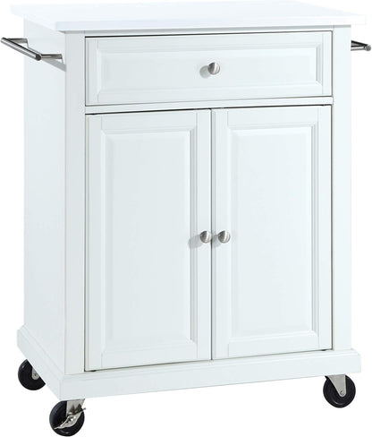Compact Rolling Cart with Stainless Steel Top, Shelves, and Towel Rack, Black