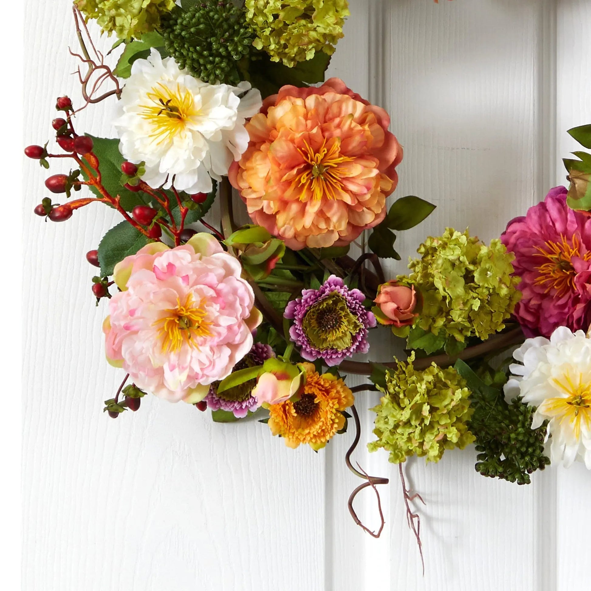 Elegant 24-Inch Mixed Peony Wreath to Enhance Your Décor