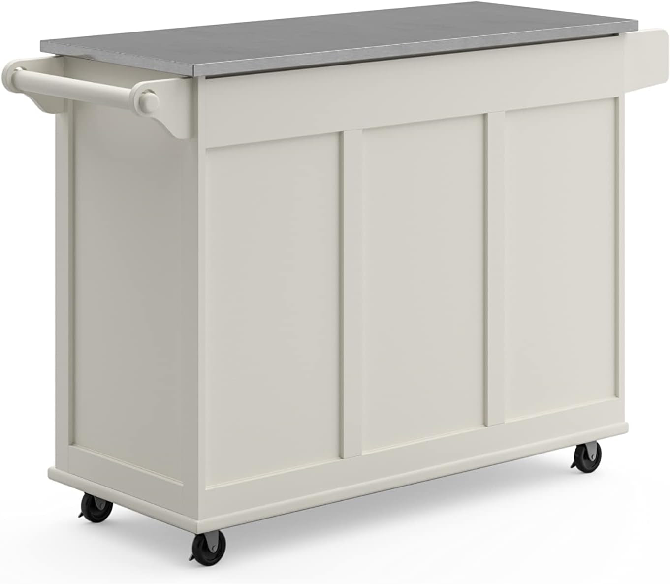 Dolly Madison 54-Inch Rolling Mobile Kitchen Island with Storage and Towel Rack in Off White
