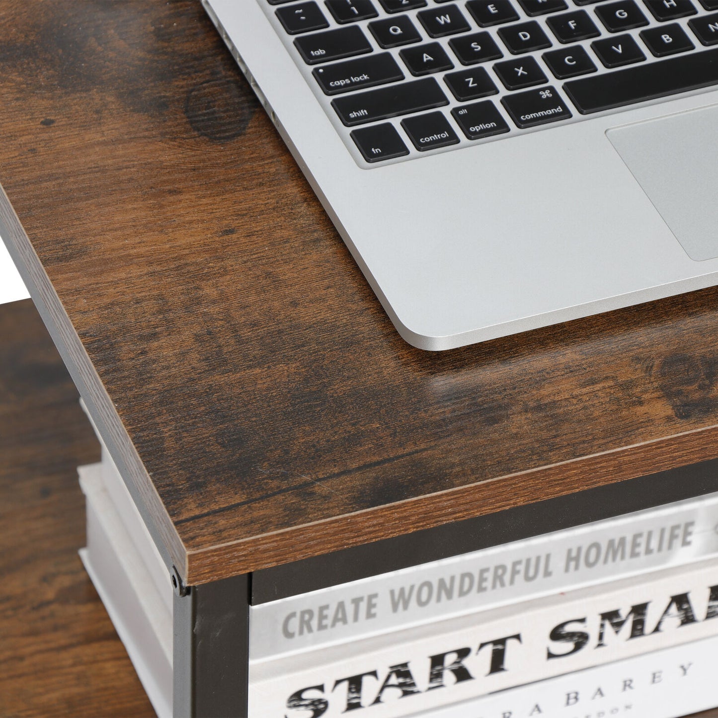 Rustic Wood Coffee Table Rectangular Coffee Table with Storage Shelf Durable 31"