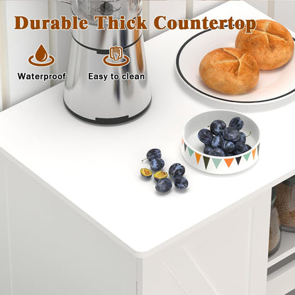Versatile Mobile Kitchen Island on Wheels - Stylish White Rolling Cart for Effortless Storage and Organization in Small Spaces
