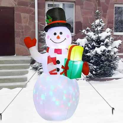 5-Foot Christmas Inflatable Snowman with Rotating LED Lights for Indoor and Outdoor Holiday Decorations