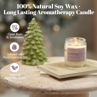 Aromatherapy Scented Candle Gift Set - 6-Pack with 300-Hour Burn Time, Featuring Lavender, Jasmine, Vanilla, Sage, Sandalwood, Rose, and Eucalyptus Mint - Perfect for Gifting to Women