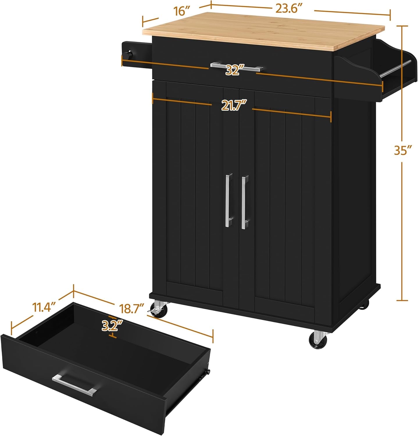 Kitchen Island Cart with Storage and Wheels